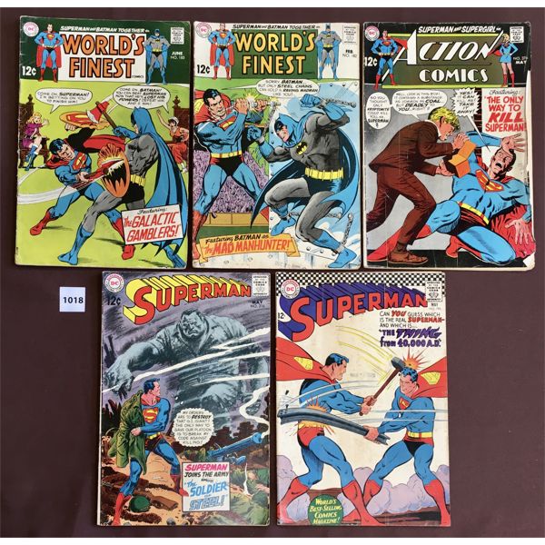 LOT OF 5 - DC 12 CENT COMIC BOOKS - INCL BATMAN AND SUPERMAN