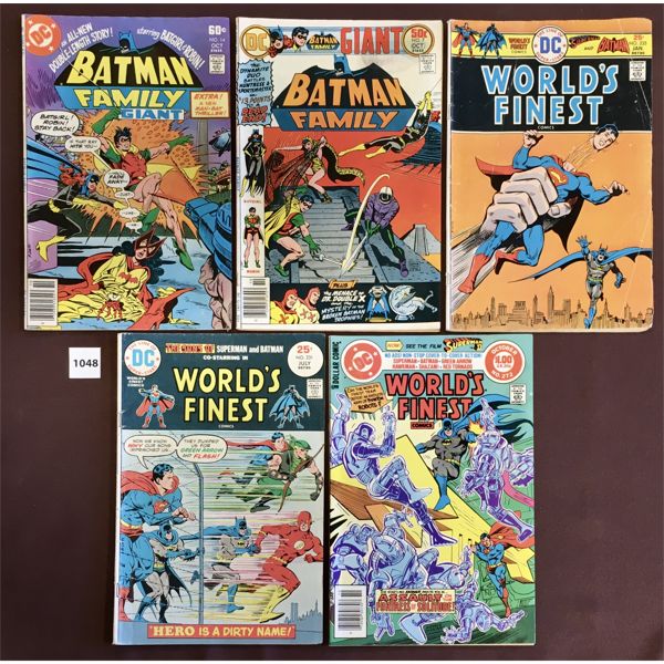 LOT OF 5 - DC COMIC BOOKS - WORLDS FINEST, GIANT BATMAN FAMILY