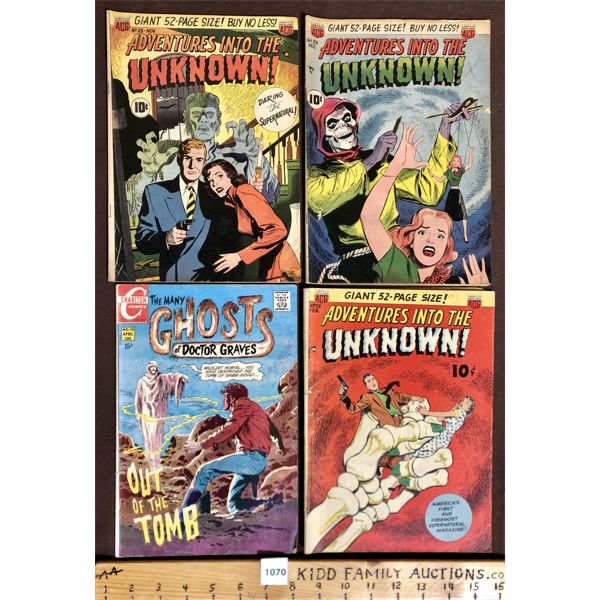 LOT OF 4 - ACG AND CHARLTON COMIC BOOKS - ADVENTURES INTO THE UNKNOWN ETC