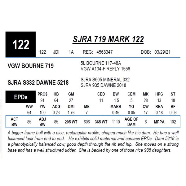 SJRA 719 MARK 122