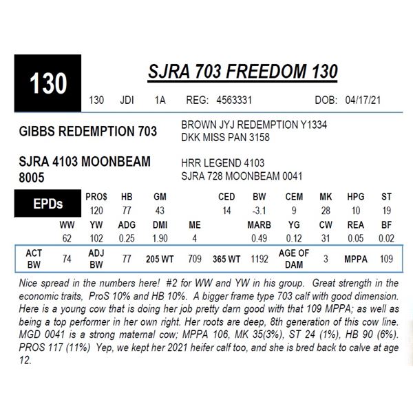 SJRA 703 FREEDOM 130