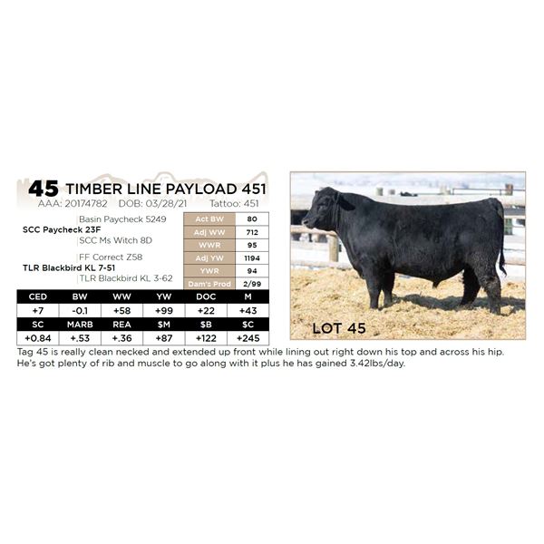 TIMBER LINE PAYLOAD 451