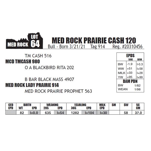 MED ROCK PRAIRIE CASH 120