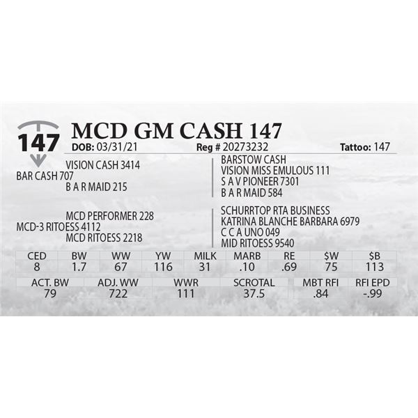 MCD GM CASH 147