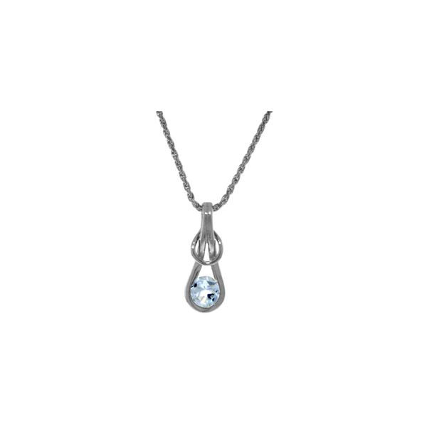 Genuine 0.65 ctw Aquamarine Necklace 14KT White Gold - REF-75R6P