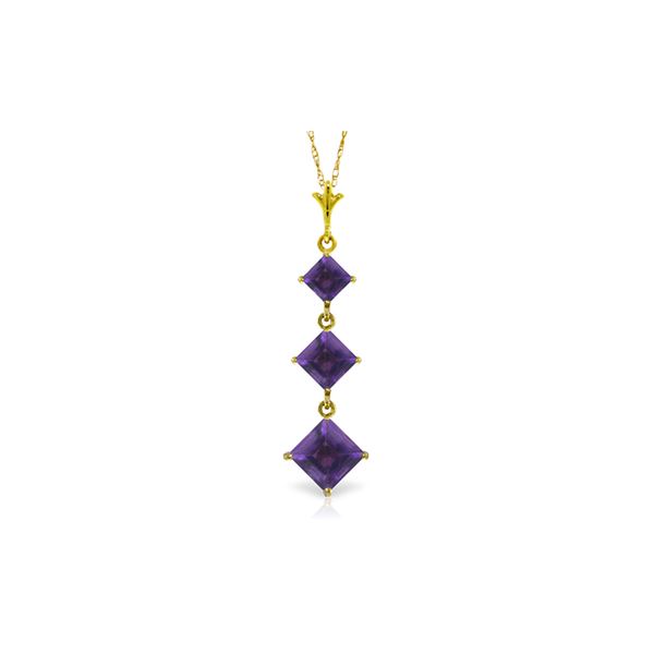Genuine 2.4 ctw Amethyst Necklace 14KT Yellow Gold - REF-29W7Y