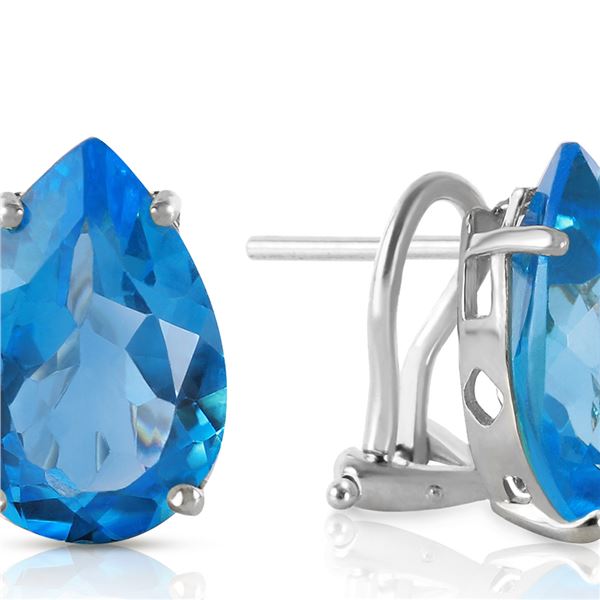 Genuine 10 ctw Blue Topaz Earrings 14KT White Gold - REF-50T7A