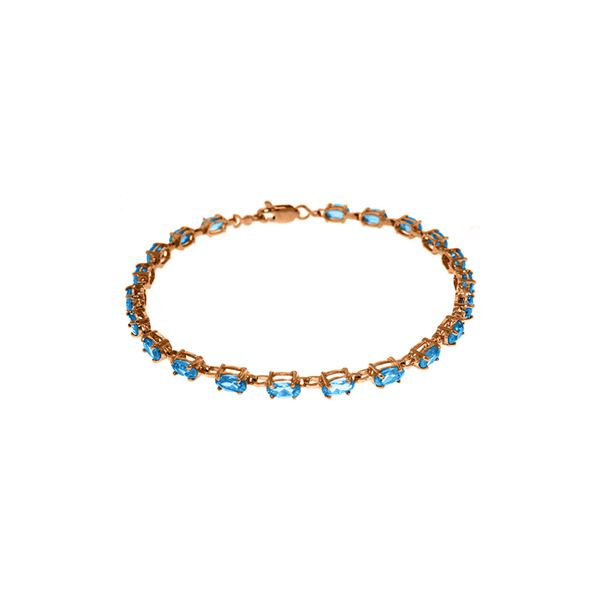 Genuine 5.5 ctw Blue Topaz Bracelet 14KT Rose Gold - REF-96V4W