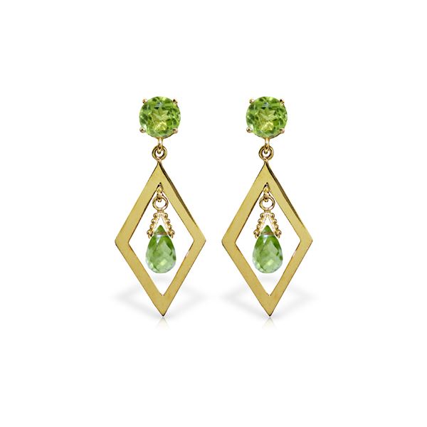 Genuine 2.4 ctw Peridot Earrings 14KT Yellow Gold - REF-39P3H