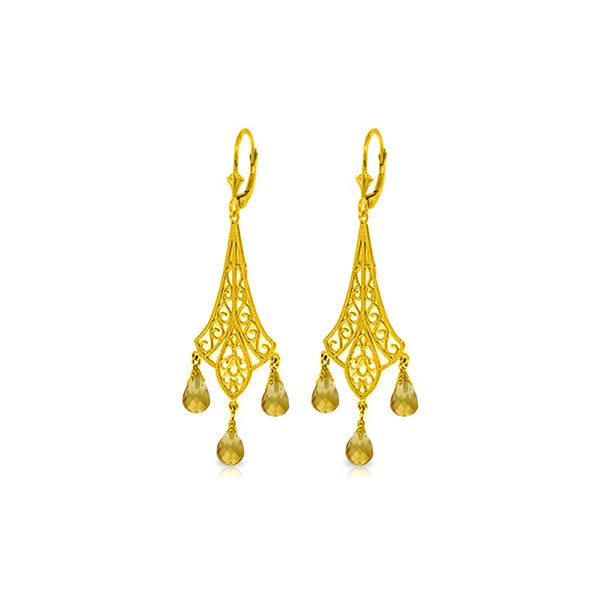 Genuine 4.2 ctw Citrine Earrings 14KT Yellow Gold - REF-57W3Y