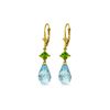 Image 1 : Genuine 11 ctw Blue Topaz & Peridot Earrings 14KT Yellow Gold - REF-39M3T