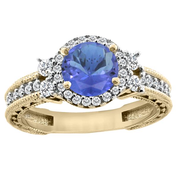 1.46 CTW Tanzanite & Diamond Ring 14K Yellow Gold - REF-96R3H