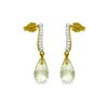 Image 1 : Genuine 4.78 ctw Green Amethyst & Diamond Earrings 14KT Yellow Gold - REF-46F2Z