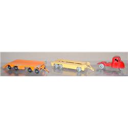 (3) Misc Matchbox Pices--Red Truck GMW, Tan Trailer GMW, & Atlantic Trailer BPW