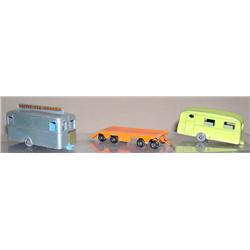 (3) Matchbox Trailers--Berkley Cavalier Camper--broken Hitch, Mobil Canteen--missing door, & Atlanti