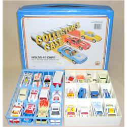 Lot of approx 24 mostly 1970's Vehicles w/ carrying Case--most in near mint condition, case has wear