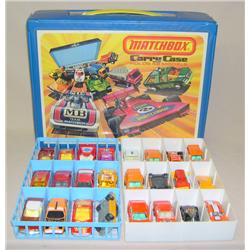 Lot of approx 24 mostly 1970's Vehicles w/ carrying Case--most in near mint condition, case has wear