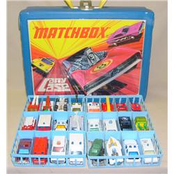 Lot of approx 24 mostly 1970's Vehicles w/ carrying Case--most in near mint condition, case has wear