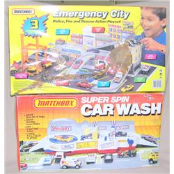 Lot of 2 Playsets--Super Spin Car Wash & Emergency City