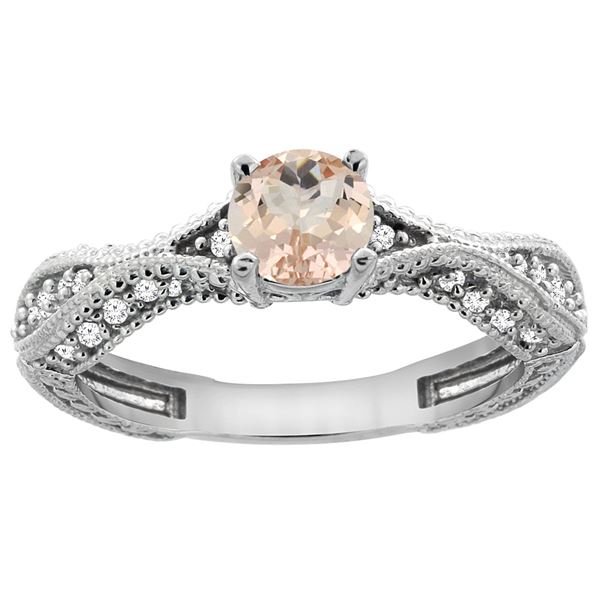 0.69 CTW Morganite & Diamond Ring 14K White Gold - REF-69X2M