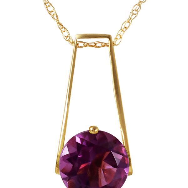 Genuine 1.45 ctw Amethyst Necklace 14KT Yellow Gold - REF-23M8T