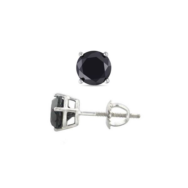 14K White Gold 2.04 ctw Black Diamond Stud Earrings - REF-119M2Y