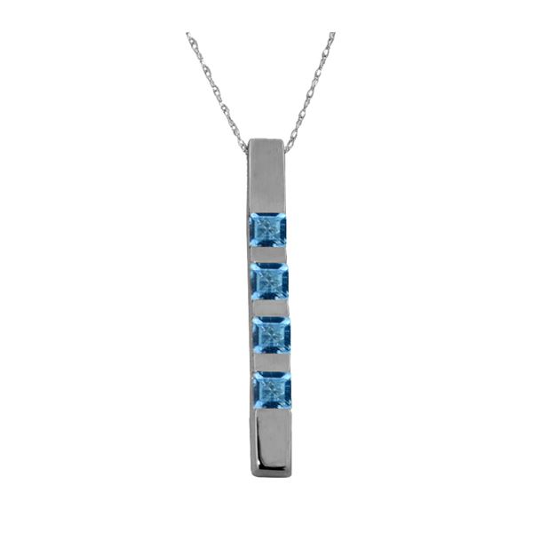 Genuine 0.35 ctw Blue Topaz Necklace 14KT White Gold - REF-26Z6N