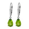 Image 1 : Genuine 3.15 ctw Peridot & Diamond Earrings 14KT White Gold - REF-44F3Z