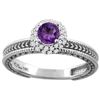 Image 1 : 0.67 CTW Amethyst & Diamond Ring 14K White Gold - REF-53V3R