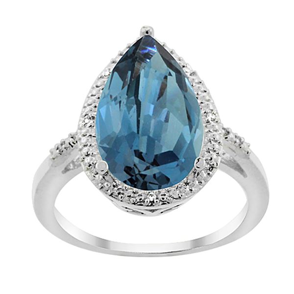 5.55 CTW London Blue Topaz & Diamond Ring 14K White Gold - REF-47H5M