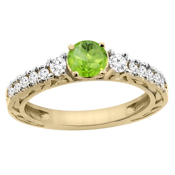 1.10 CTW Peridot & Diamond Ring 14K Yellow Gold - REF-79N3Y