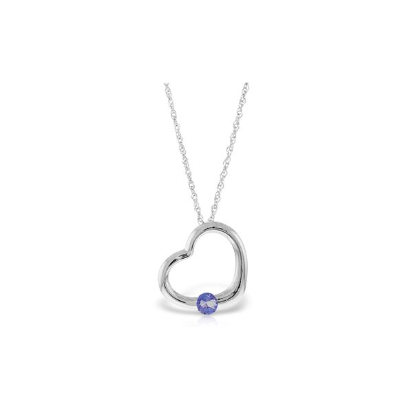 Genuine 0.25 ctw Tanzanite Necklace 14KT White Gold - REF-30A9K