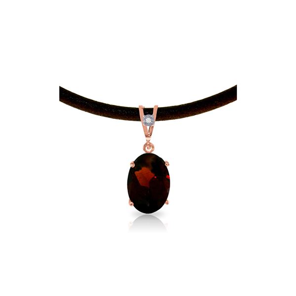 Genuine 7.56 ctw Garnet & Diamond Necklace 14KT Rose Gold - REF-53K8V