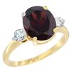 2.60 CTW Garnet & Diamond Ring 14K Yellow Gold - REF-70F9N