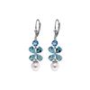 Genuine 6.28 ctw Blue Topaz & Pearl Earrings 14KT White Gold - REF-49M8T
