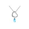 Genuine 2.28 ctw Blue Topaz & Diamond Necklace 14KT White Gold - REF-40H7X