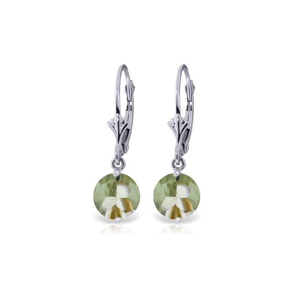 Genuine 3.1 ctw Green Amethyst Earrings 14KT White Gold - REF-34H3X