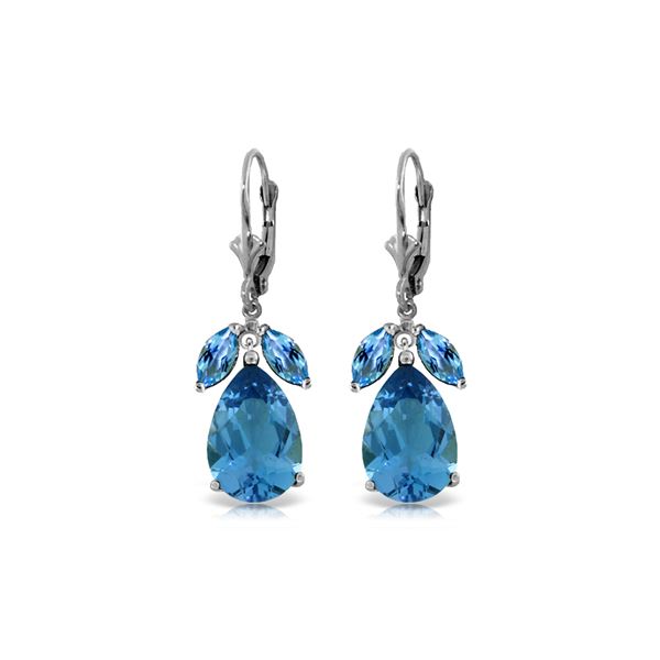 Genuine 13 ctw Blue Topaz Earrings 14KT White Gold - REF-61A2K