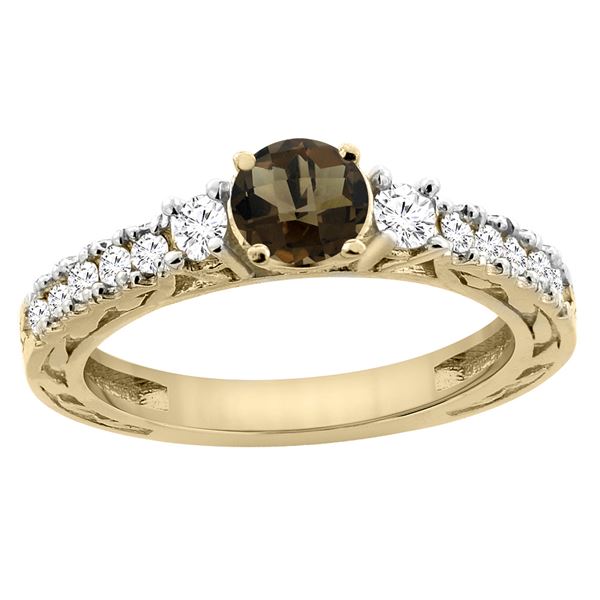 1.35 CTW Quartz & Diamond Ring 14K Yellow Gold - REF-79A5X