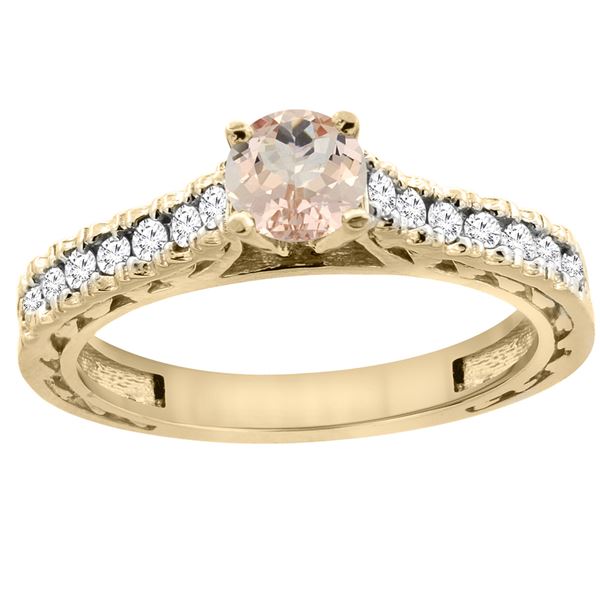 0.74 CTW Morganite & Diamond Ring 14K Yellow Gold - REF-63W8F