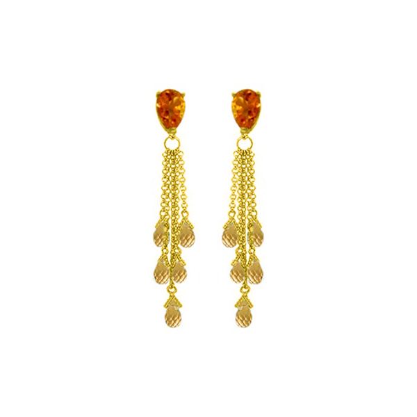 Genuine 15.5 ctw Citrine Earrings 14KT Yellow Gold - REF-51V8W