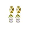 Image 1 : Genuine 14.3 ctw White Topaz & Peridot Earrings 14KT Yellow Gold - REF-82F9Z