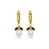 Image 1 : Genuine 9 ctw Garnet & Pearl Earrings 14KT Yellow Gold - REF-39Z3N