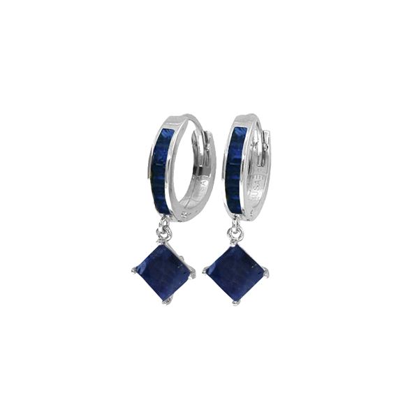 Genuine 4.2 ctw Sapphire Earrings 14KT White Gold - REF-70R3P