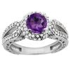 Image 1 : 1.25 CTW Amethyst & Diamond Ring 14K White Gold - REF-86A7X