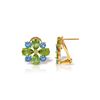 Image 1 : Genuine 4.85 ctw Blue Topaz & Peridot Earrings 14KT Yellow Gold - REF-58P4H