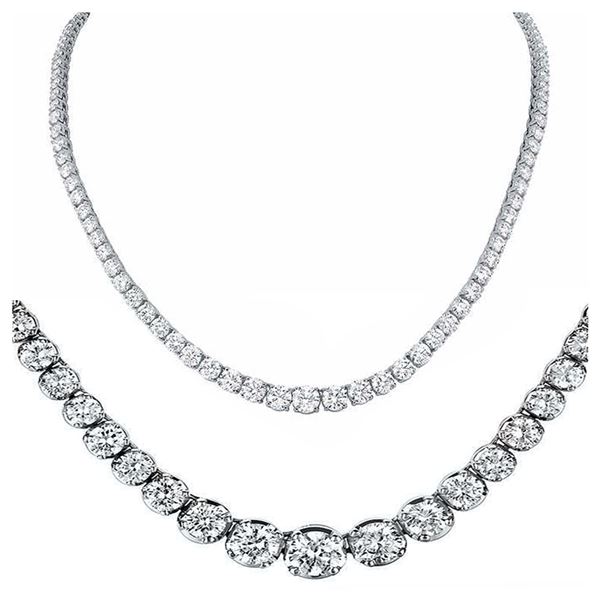 Natural 11.21CTW VS2/I-J Diamond Tennis Necklace 14K White Gold - REF-1005R8K