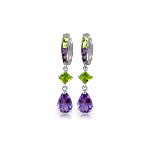 Genuine 5.38 ctw Peridot & Amethyst Earrings 14KT White Gold - REF-62Y7F