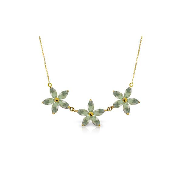 Genuine 4.2 ctw Green Amethyst Necklace 14KT Yellow Gold - REF-60N7R