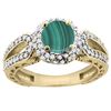 Image 1 : 2.68 CTW Malachite & Diamond Ring 14K Yellow Gold - REF-86F2N